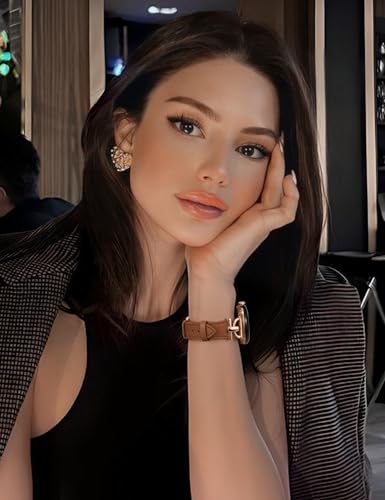 Image of Wearlizer Leather Bands Compatible with Google Pixel Watch 4 /3 41mm /Pixel Watch 2 /1 Band Women, Dressy Designer Slim Leather Strap with D-Shape Metal Buckle for Pixel Smartwatch Accessories