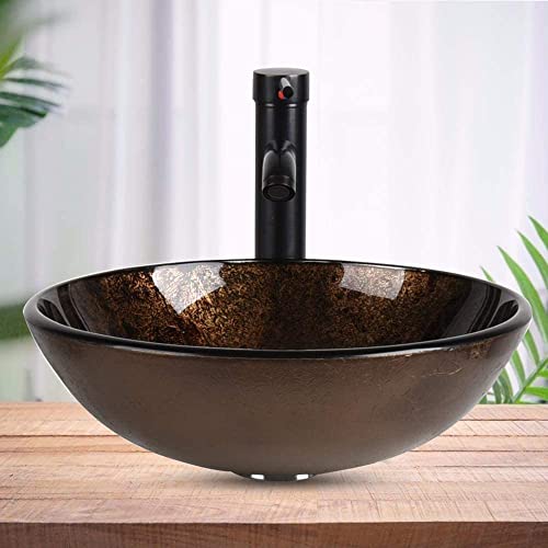 Puluomis PL Bathroom Vessel Sink, 16.5 Inch Artistic Glass Bathroom Bowl Basin thumb #5