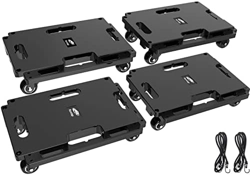 Ronlap Transportroller Rollbrett Tragkraft 800 kg | 40,5 x 28 cm Umzugshelfer Erweiterbar, mit 2 elastischen Seilen, Schwarz