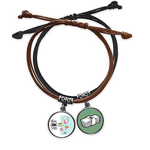 Pulsera de cuerda de cuero La Hora del té con amuleto de tetera Francia para mano