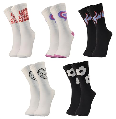 Image of TRAZO Women's Calf Length Designer Printed Multicolor, Multi-Purpose Socks | Socks for Women (Pack of 5)
