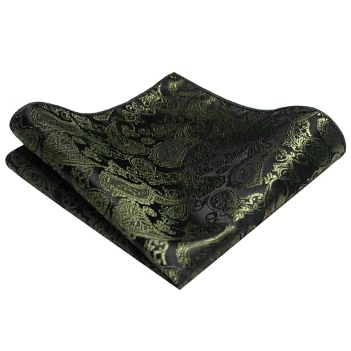 Image of JEMYGINS Mens Solid Color Paisley Necktie and Pocket Square with Tie Clip Sets