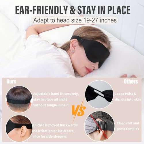 Image of Cooling Sleeping Eye Mask with Adjustable Strap, Soft Fabric, Night Blindfold for Comfort and Travel