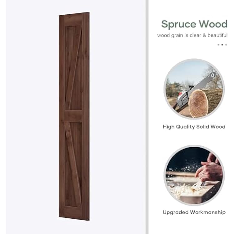 36x84 inch (Double 1884 inch Door) Sliding Barn Wood Door Slab with 6.6ft Hardware Kit and Handle, Coffee, K Shape, Simple DIY Assembly
