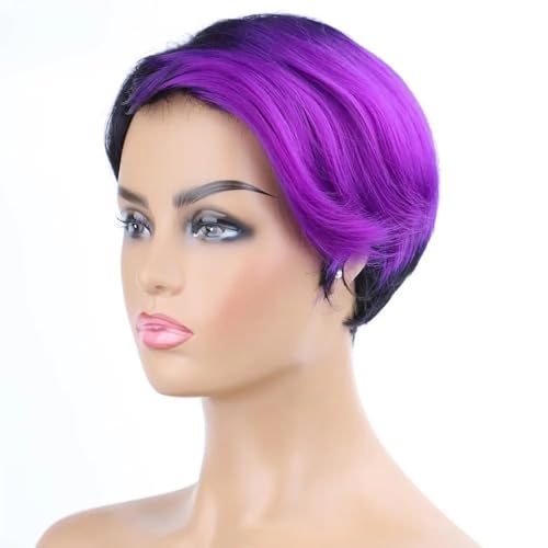 Krótkie peruki dla kobiet, jednolity styl bob, ze średnim paskiem, 20 cm do ramion, syntetyczne, odporne na ciepło, do kostiumu, cosplay dla uroczych kobiet (fioletowy)