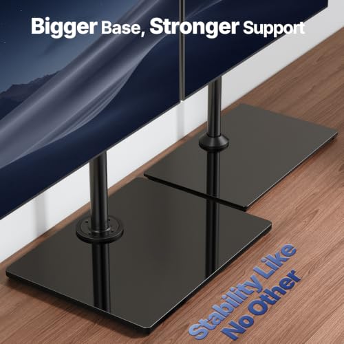 Image of HUANUO Free Standing Triple Monitor Mount for 13-27 Inch Screens
