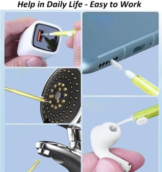 Phone Mini Cleaning Brush Kit, Anti-Clogging Nylon Cleaner for Phone Speaker and Receiver, Dual Side Multifunctional Cleaning Tool Compatible with Airpods, iPhone, Keyboard, Car Vent - 5 Pcs