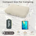 Shredded Memory Foam Camping Pillow, Compact, Removable Cover for Travel, Gravel White - Image 2