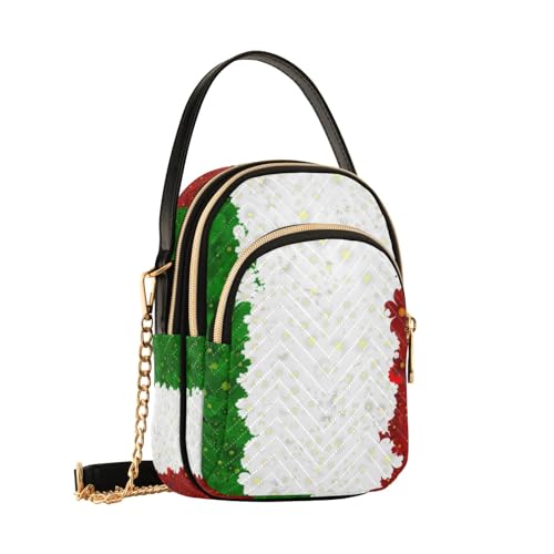 SUABO Crossbody Bag for Women, Italian Flag with A Flowering Pattern Phone Purse Detachable Chain Bag Shoulder Handbag Wallet