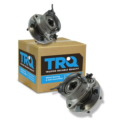 Image of TRQ Front Driver and Passenger Side Wheel Bearing and Hub Assembly Set 2 Piece Compatible with 03-07 Saturn Ion 4 Wheel ABS 5 Lug Wheels 05-10 Chevrolet Cobalt 06-11 HHR 07-09 Pontiac G5