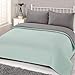 Brentfords Juego de edredón, Poliéster, Verde Menta Plata Gris, Soltero