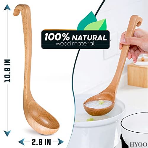Hyqo Wooden Ladle For Soup - 2 Pack Wooden Soup Spoons Bamboo Ladle Wooden Serving Spoons Olive Wood Ladle Soup Ladel For Cooking Wood Utensils Set Large Ladle With Long Handle Teak Kitchen Utensils thumb #1