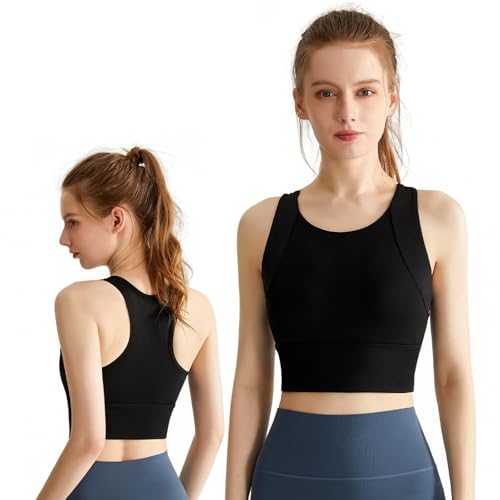 Solcy スポーツブラ 揺れない ハイサポート 一体型 ノンワイヤー スポブラ ヨガ トレーニング クロスバック 吸汗速乾 快適 スポーツウェア レディース ストレッチ