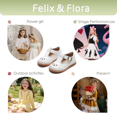 Image of Felix & Flora Toddler Little Girl Mary Jane Dress Shoes - Ballet Flats for Girl Party School Shoes