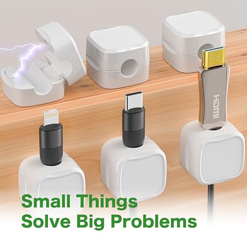 Organizador Magnético de Cables para Electrodomésticos y Mesita de Noche - Paquete de 12 Clips Adhesivos para Cables, Organizador para Cargadores de Teléfono bajo el Escritorio, Oficina en Casa y Auto miniatura 2
