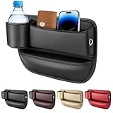 Car Leather Cup Holder Gap Bag, Seat Gap Storage Box, Adjustable Car Seat Storage Box, Car Seat Gap Organizer, for Glasses Phones Keys and Cards (Driver Side Black)