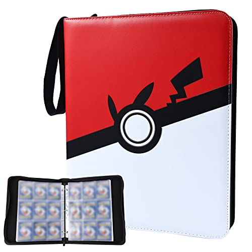 Pokémon-Kartenbinder Mit 900 Taschen – 9-Fach-Seiten, Reißverschluss, Aus PU-Leder, Rot