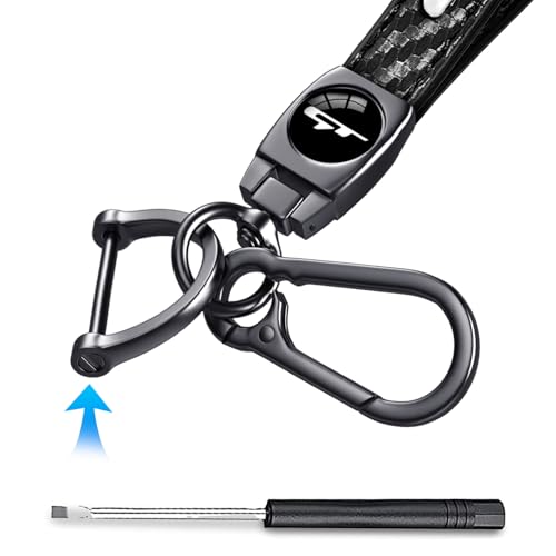 Image of Black GT Keychain for Kia K3 Forte Cerato 2021-2024, Black Leather & Metal Car Key Fob Holder, GT Car Keychain Accessories