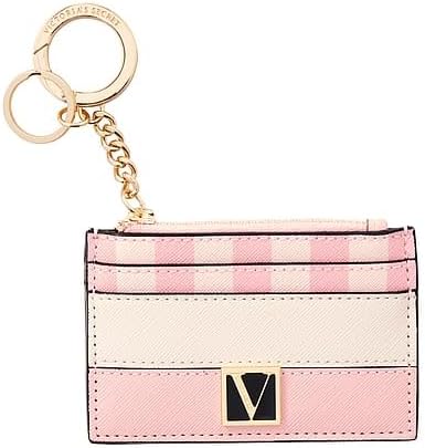 Victoria's Secret The Victoria Card Case Key Chain, Pink Iconic Stripe