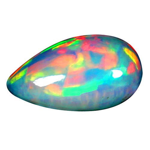 Opale naturelle poire cabochon 4.18 ct, pierre précieuse d'Éthiopie arc en ciel en vrac