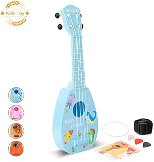 Kids Guitar, 17 Inch Ukulele for Kids, Toy Guitar for Toddlers, Kids Musical Instruments Acoustic Toys Beginner Kit with Pick, StrapGreat for Toddler and Beginners, Christmas/New Year Gift(Blue)