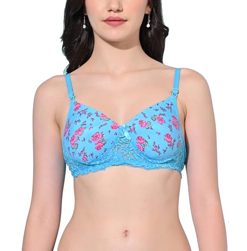 Image of FIMS - Fashion is my style Women Cotton Blend Padded Non-Wired Everyday Bra Pack of 1 Cup- B Multicolor