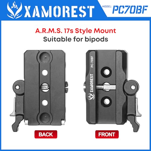 XAMOREST PC70-BF Picatinny Arca Swiss Plate, 2.75 inch Picatinny Arca Rail Mount for Rifle Tripod Ballhead Quick Release Plate, Compatiable RRS Dovetail, Suitable for QD Sling & ARMS 17S Style