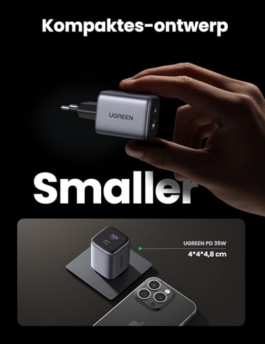 UGREEN Nexode 35W USB C Oplader 2-Port USB C Voedingsadapter GaN II Tech Snellader compatibel met iPhone 16 Pro Max, 16 Pro, 15, 14, 13, Galaxy S24 Ultra, S23, iPad, Tab A8, Pixel, HomePod (Zwart) - Afbeelding 5