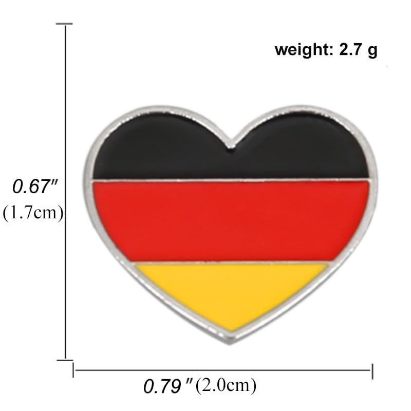 Image of Germany National Flag Enamel Pin and Germans heart-shaped National Emblem Badge Brooch For Backpack and Coat