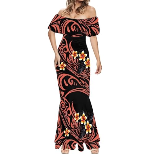 Image of Polynesian for Women S-7XL Off Shoulder Maxi Dress Hawaiian Summer Dresses