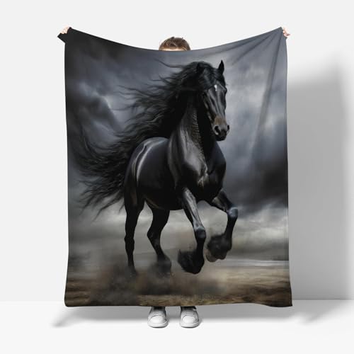 RFFLUX 3D Pferd Kuscheldecke 130x150 cm Microfaser Flanell Decke Tiere Pferd Wohndecke Sommer Leichte Weiche Winter Warme Blanket Tagesdecke Sofadecke Couchdecke（Stil 188-12）