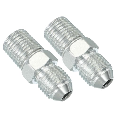 Image of PATIKIL Pipe Adapter Connector 1 /2 inch Male 74 Flare JIC x 1 /4 inch Male R Pipe Fitting 2 Pcs Oil Feed Restrictor Fitting Hydraulic Connector for Oil Steam Water Pipelines System