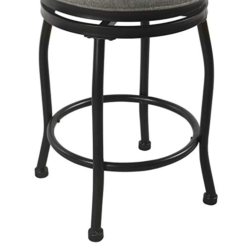 Image of HomePop Round Swivel Counter Stool with Metal Base, 24-Inch, Charcoal