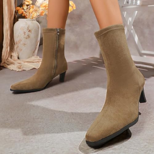 Bottes pointues à talons hauts carrés au design plissé raffiné - 3