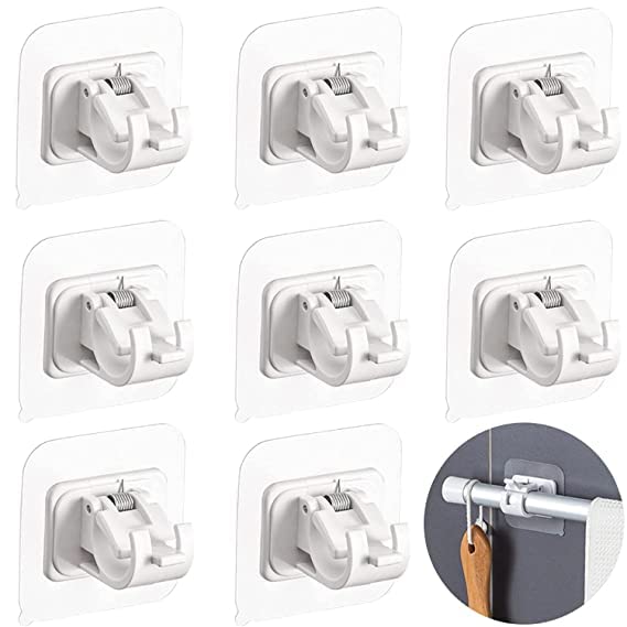 JMAM 8 PCS Self Adhesive Curtain Holders Brackets Without Drilling, Curtain Rod Bracket, Adhesive Curtain Rod Holder Hooks, Door and Window Curtain Brackets (8, White) (B0B1MWGDDG) Amazon Price History, Amazon Price Tracker