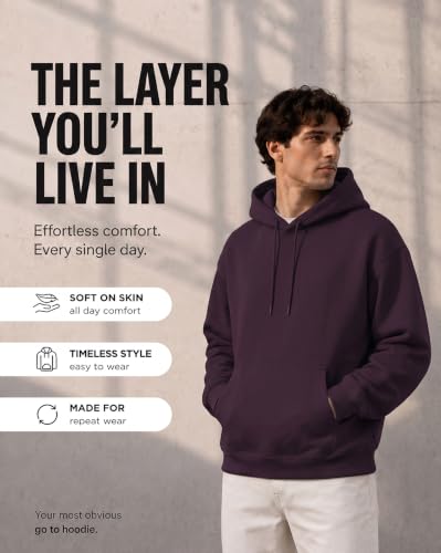 Image of NOBERO Oversized Solid Hooded Sweatshirt for Men | Oversized Hoodie for Men | Hooded Pullover | Cotton Rich Printed Hoodie 280 GSM Fleece