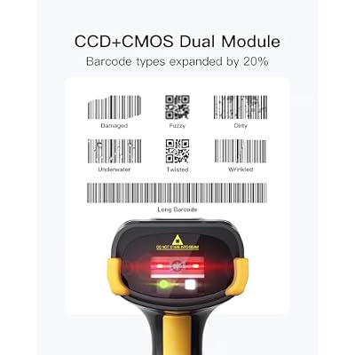 Inateck 2D Wireless Barcode Scanner with TFT Screen, CMOS and CCD Dual-Sensor for Long Codes, Bluetooth QR Reader with Cradle, Setting Keypad for Parameters, Support App SDK