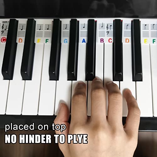 Silikon Keyboard Lernen für Kinder, Wiederverwendbar Keyboard 88 Tasten mit Zwei Schwarzen Musikclips und Box Piano 88 Key Note-Etiketten für Anfänger (Mehrfarbig)