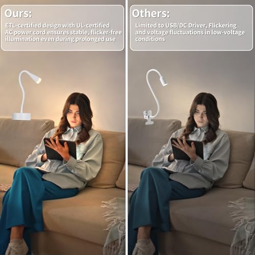 Image of White Headboard Reading Light, No Drilling Wall Mounted Reading Lights for Bedside, Book Light for Bedtime Reading, Buttonless Dimmable Reading Lamp, Movable Gooseneck Reading Sconces for Bedroom