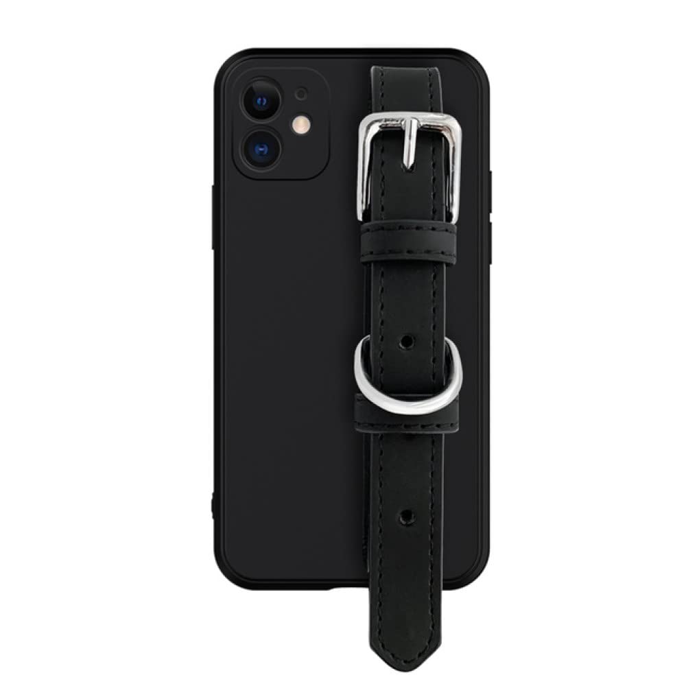 Coque silicone iPhone 14 bracelet cuir anti chute noir - 8