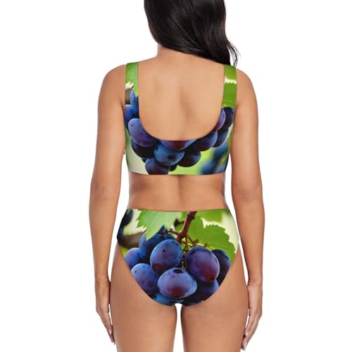 Ensemble de bikini 2 pièces gainant taille haute imprimé raisin - 3