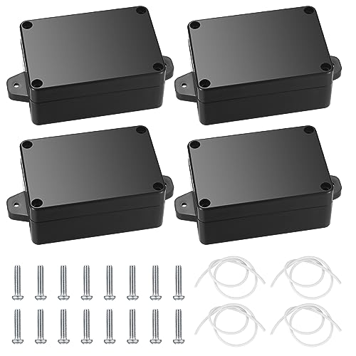 Project Box 4pcs Junction Boxes IP65 Waterproof Electrical Boxes ABS Plastic Dustproof Electrical Project Case Power Junction Boxes with Fixed Ear for Outdoor Electronics - 3.3x2.3x1.37