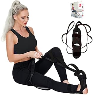 Foot and Calf Stretcher for Plantar Fasciitis, Premium Physiotherapy Stretching Strap Improves Strength and Relief to Heel Spurs, Calf, Thigh and Hip (Black)