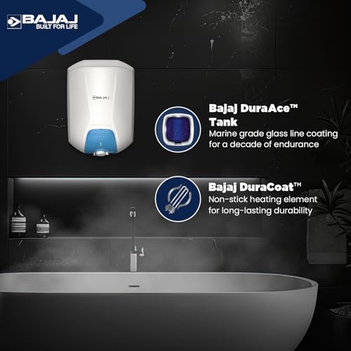 Image of Bajaj Endure Series Gracio 15 L Storage Water Heater For Home | 5 Star Rated Geyser | 20% More Hot Water* | Thermostat Knob | Shock Resistant & Rust Proof | Child Safety Mode | 4-Yr Warranty 【White】