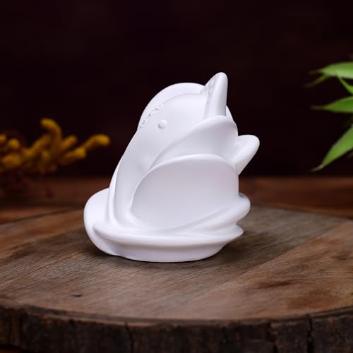 Image of Artarium Rose Shape Small Ganesha Ji Idol Ganesha Ji Murti, Ganpati Statue (Height 3 Inch), Figurine for Car Dashboard, Pooja, Unique Wedding & Birthday Gift, Sculpture, House Warming - White