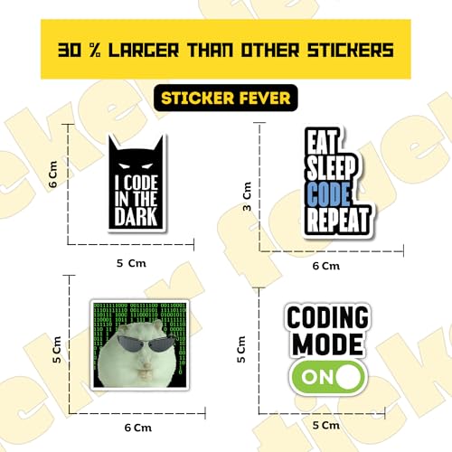 Image of Pack of 15 Cute Stickers for Laptops /Mobiles /Guitar /Journal etc. (Coding)