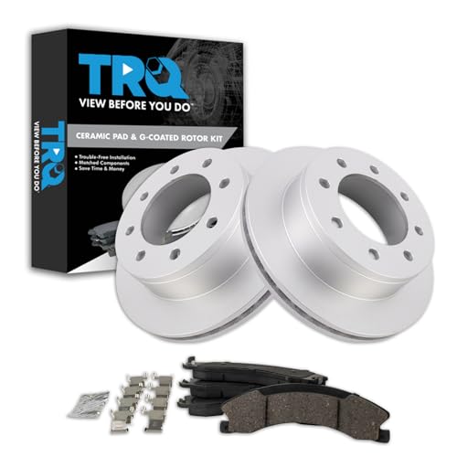 Image of TRQ Rear Brake Pad and Rotor Set Ceramic G Coated Rotors Compatible with 2009 GMC Savana 3500