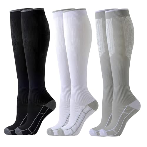 Consejos para Comprar Calcetines y medias para Mujer los más recomendados. 44 Calcetines de Compresión Mujer y Hombre, 3 Pares de Medias de Compresión 20-30mmHg, Favorece la circulación sanguínea, para Deportivas Ejercicio, Enfermeras, Correr (Tres...