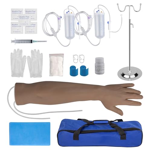 SimCoach Phlebotomy Practice Kit for Injection Training, IV Practice Kit with Phlebotomy Arm, Venipuncture and Blood Draw Practice Kit for Medical Students, Black