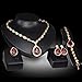 PIXNOR Mujeres Oro Plateado Collar Pulsera Anillo Pendientes Conjunto Boda Joyería 4pcs